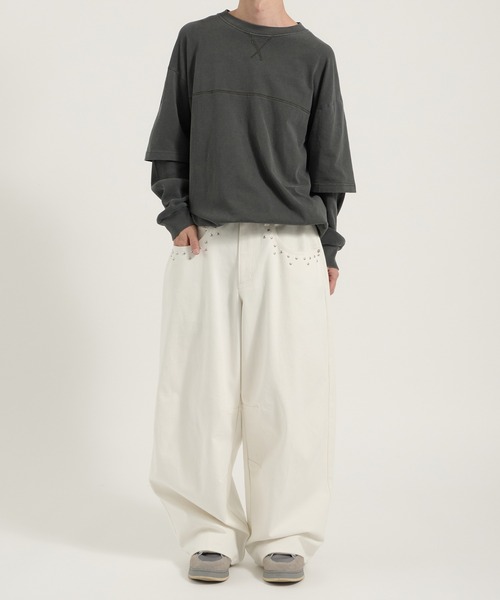 Perushu tシャツ Vintage like thermal layered longt／ヴィンテージ
