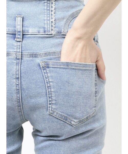 ジーンズ デニム デニムパンツ レースサイドオープンフレアパギンス レディースの画像