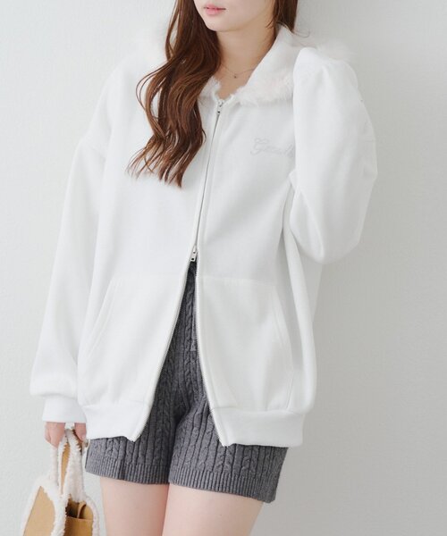 「continuer de NICE CLAUP」 ジップアップパーカー FREE オフホワイト レディース_画像3