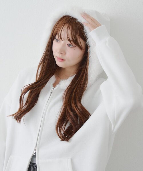 「continuer de NICE CLAUP」 ジップアップパーカー FREE オフホワイト レディース_画像4