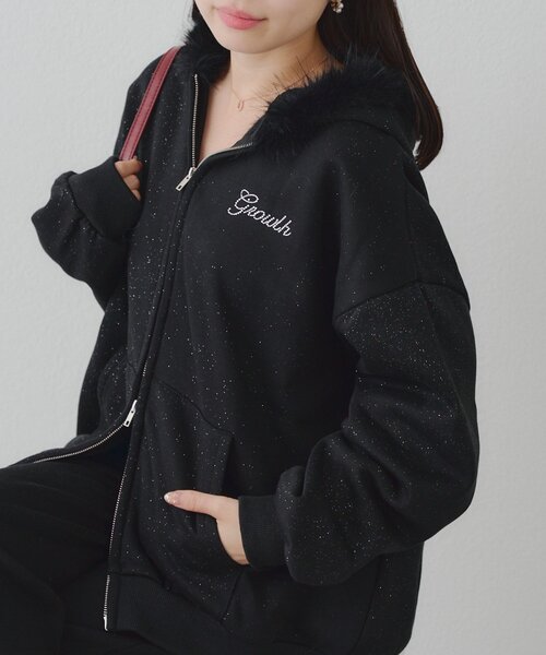 「continuer de NICE CLAUP」 ジップアップパーカー FREE オフホワイト レディース_画像8