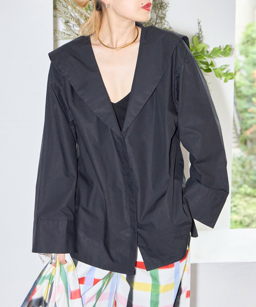 CITYSHOP・シャツ、ブラウス・ブラック CITYSHOP（シティショップ） ブラウス シャツ SAILOR COLLAR シャツ