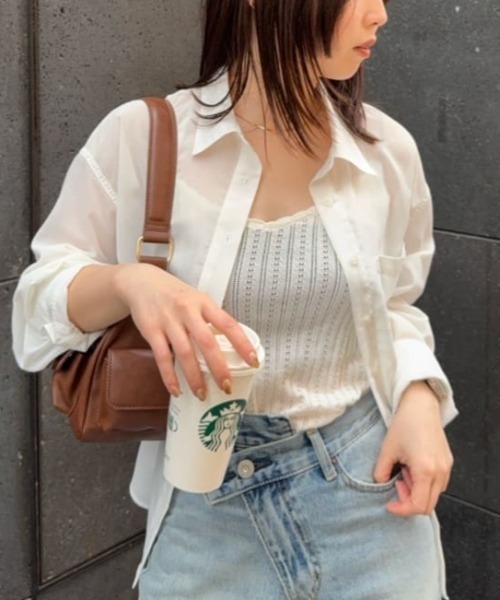 MOUSSY（マウジー） ブラウス シャツ FADE CHECK SHEER OVER シャツ