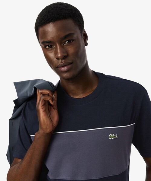 LACOSTE（ラコステ） tシャツ 配色パイピングパネルボーダーTシャツ