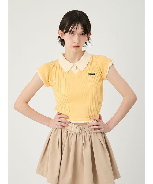 ニット セーター レイヤードニットトップス レディースの画像