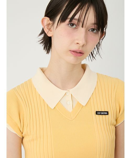 ニット セーター レイヤードニットトップス レディースの画像