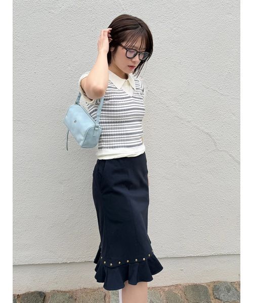 ニット セーター レイヤードニットトップス レディースの画像