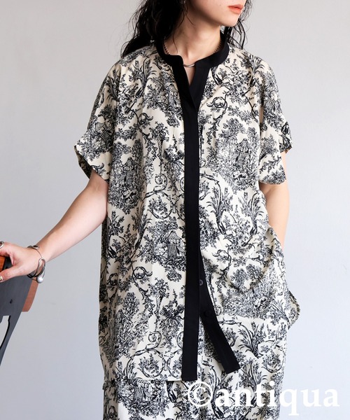 「antiqua」 半袖ブラウス ONESIZE ブラック レディース_画像2