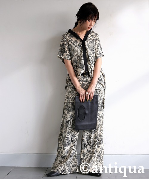 「antiqua」 半袖ブラウス ONESIZE ブラック レディース_画像5