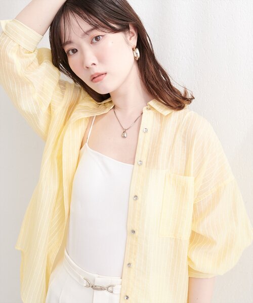 natural couture ブラウス シャツ 「sherbet line」接触冷感ベーシック