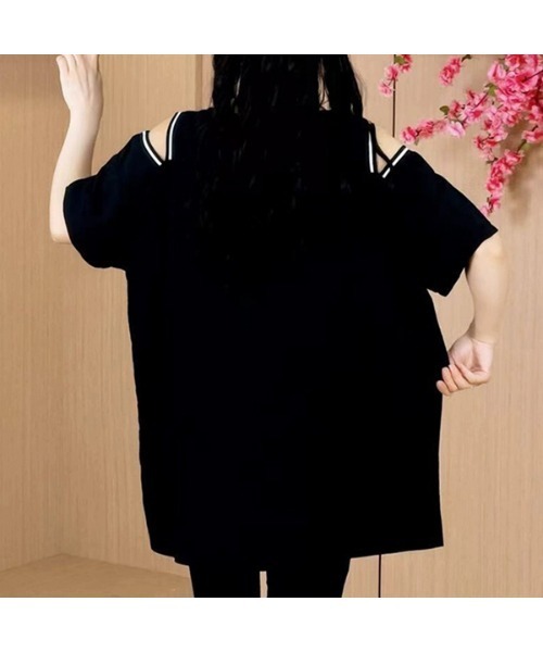 witch tシャツ 半袖 オフショルダー肩出し半袖Tシャツ レディース