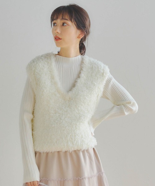 「Droite lautreamont」 ニットベスト M オフホワイト レディース_画像7