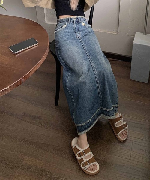 「NANEA」 デニムスカート LARGE インディゴブルー レディース_画像4