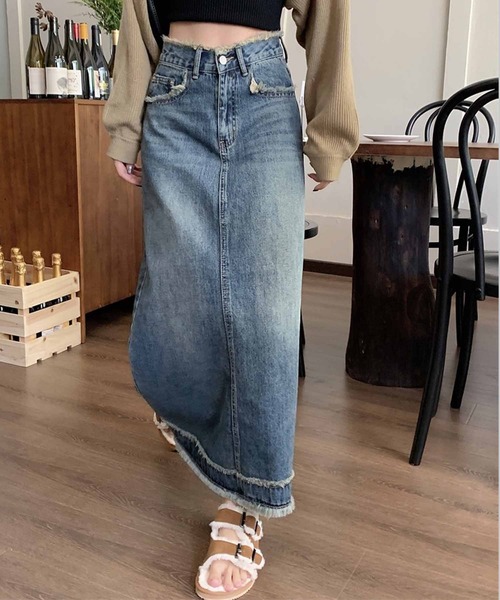 「NANEA」 デニムスカート LARGE インディゴブルー レディース_画像6