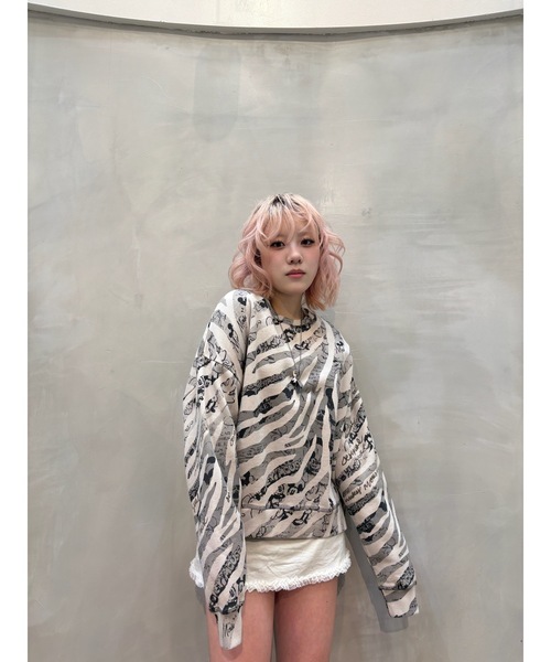 Issey Miyake トレーナー　スウェット　リバーシブル　筆タグ　総柄　鳥 Desigual（デシグアル） トレーナー スウェット Disney Zebra Print