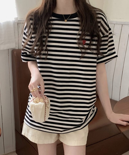 「shopnikoniko」 半袖Tシャツ フリー ブラック レディース_画像3