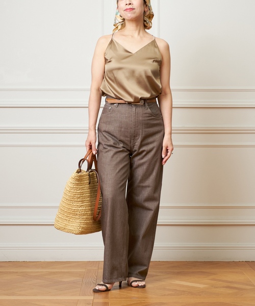 「IENA LA BOUCLE」 デニムパンツ 38 ブラウン レディース_画像3