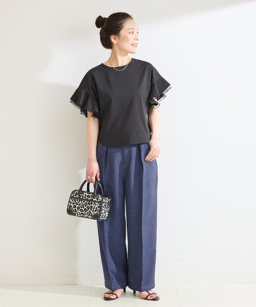 「B.C STOCK」 「Simplicite」パンツ 38 ネイビー レディース_画像2