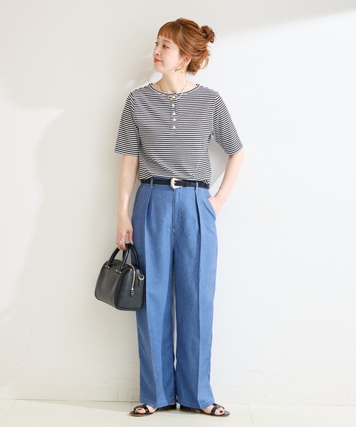 「B.C STOCK」 「Simplicite」パンツ 38 ネイビー レディース_画像8