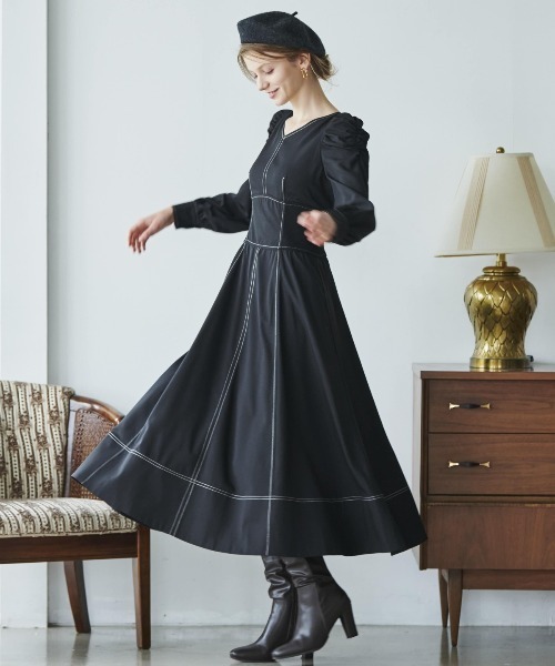 AND COUTURE（アンドクチュール） 長袖ワンピース MEDIUM ブルー