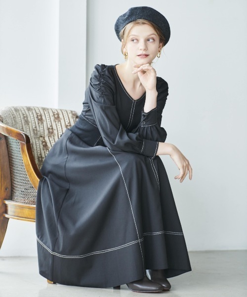 AND COUTURE（アンドクチュール） 長袖ワンピース MEDIUM ブルー