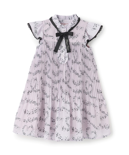 mezzo piano ワンピース メロディー柄プリーツワンピース キッズ 子供