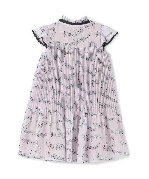 mezzo piano ワンピース メロディー柄プリーツワンピース キッズ 子供