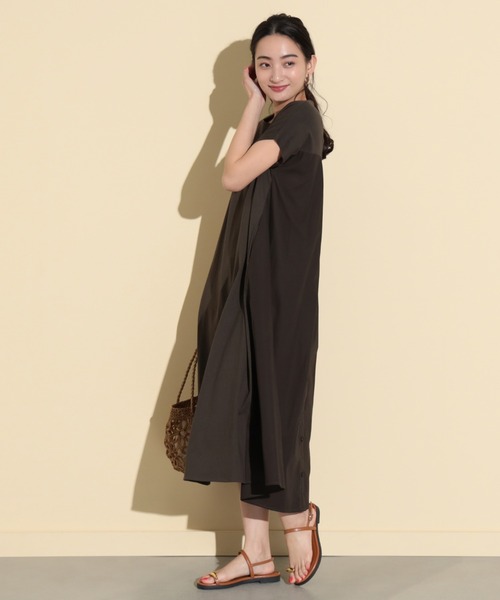 BEAMS HEART ワンピース 「5色展開」 後ボタン 異素材切替