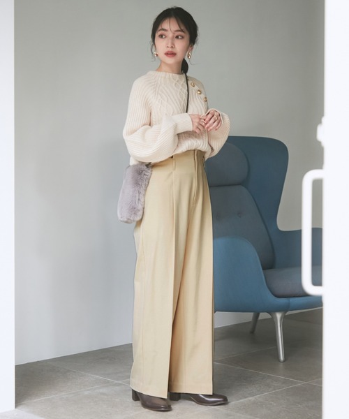 Sale 94 Off パンツ スラックス Hot Beauty Stretch あたたか極伸びハイウエストワイドパンツ 洗濯機可 4 378円 Aynaelda Com