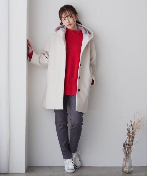 ikka ニット セーター ハイネックバックスリットプルオーバー