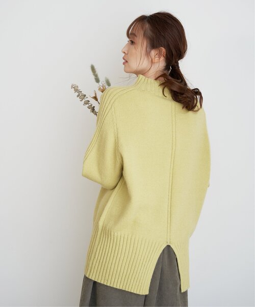ikka ニット セーター ハイネックバックスリットプルオーバー