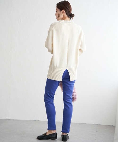 ニット セーター ハイネックバックスリットニット レディース ikka ニット セーター ハイネックバックスリットプルオーバー