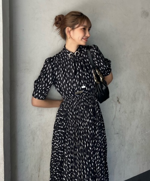 rienda シャツワンピース ハトメボウタイシャツワンピース 春服