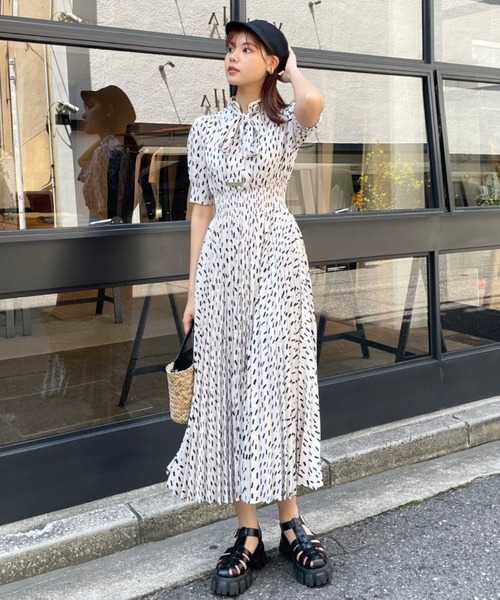 送料無料 日本 rienda 春服 ハトメボウタイシャツワンピース シャツワンピース ワンピース