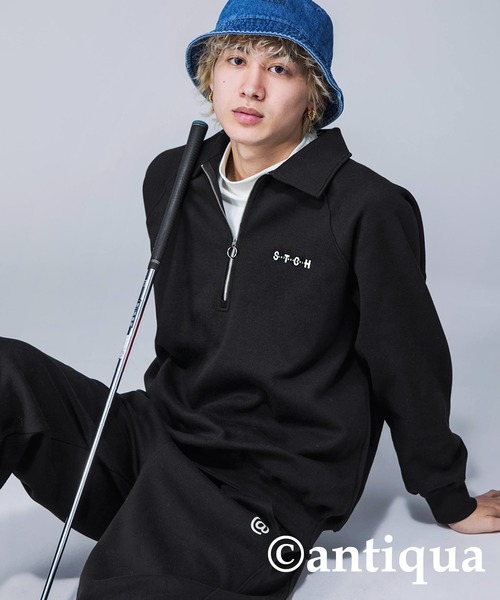 antiqua（アンティカ） トレーナー スウェット 「STCH」ハーフジップ