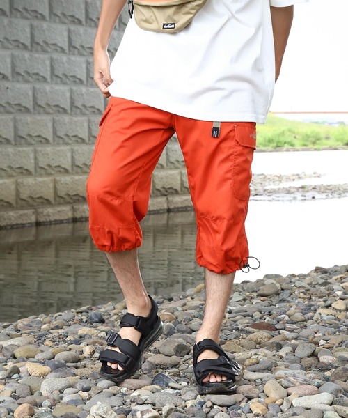 14th Addiction レザー 装飾 zip クロップド カーゴパンツ 14th addiction クロップドパンツ