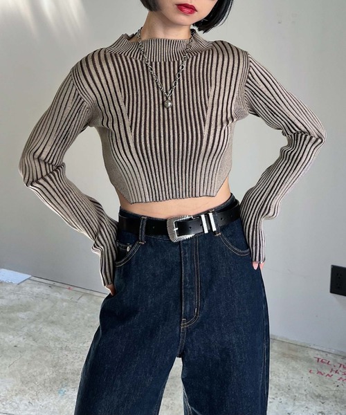 PAGEBOY（ページボーイ） ニット バイカラーリブハイネックショート