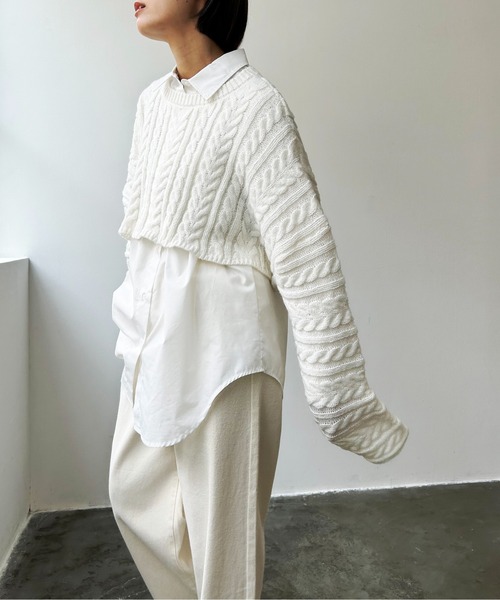 美品♪アンスクリア ケーブルニット クロップド丈 グレー sw3 美品♪アンスクリア ケーブルニット クロップド丈 グレー sw3 - メルカリ