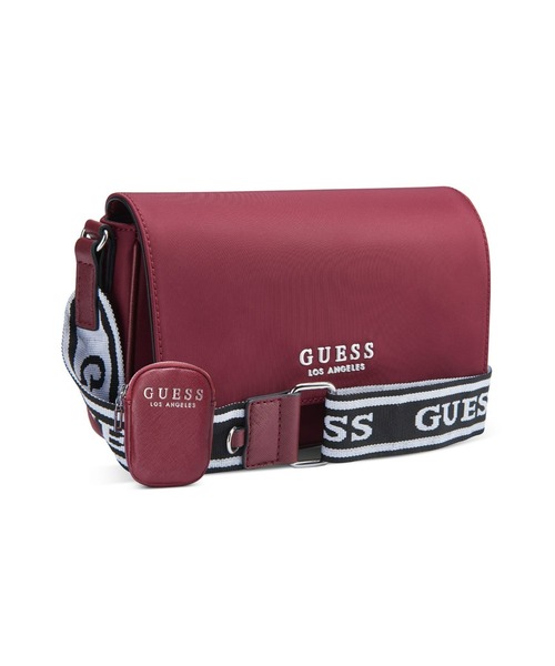 GUESS 大容量 ロゴ エンブレム 型押レザーコーティングバッグ GUESS 大容量 ロゴ エンブレム 型押レザーコーティングバッグ