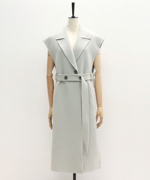 新品タグ付き「VERSEAU/ヴェルソー」ファインウールリバーロングジレ ヴェルソー VERSEAU ファインウールリバーロングジレ （柄ブラウン