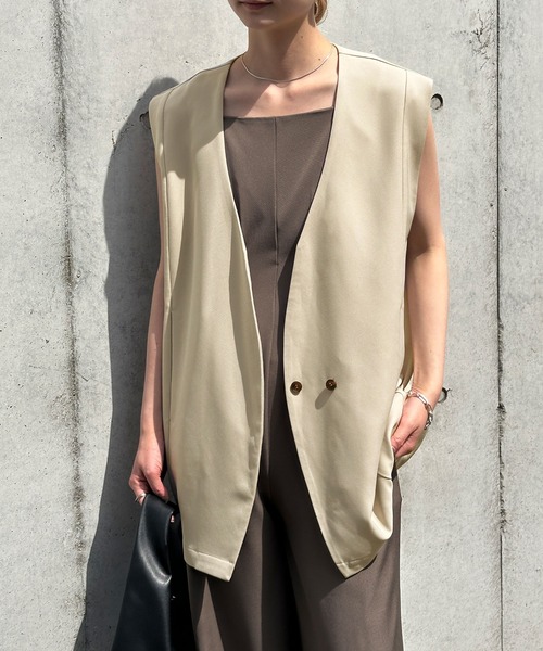 MACHATT ベージュ　ジレ　ベスト MISCH MASCH ベスト ジレ 2025春夏新作 金釦アソートジレ