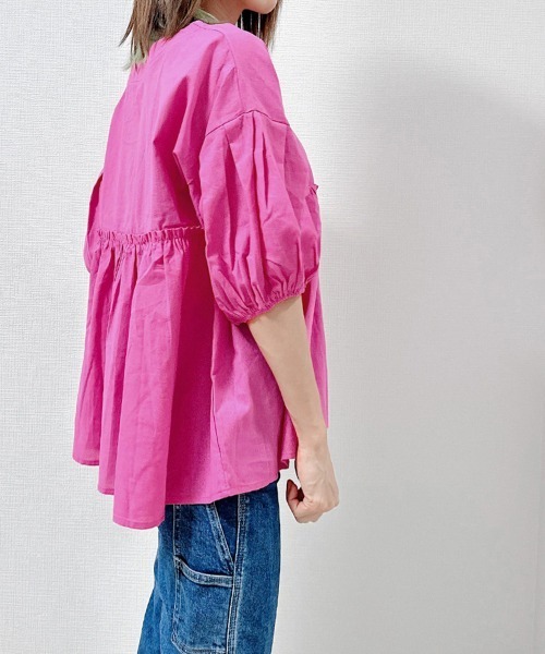 miniministore（ミニミニストア） ブラウス シャツ 半袖 綿麻風
