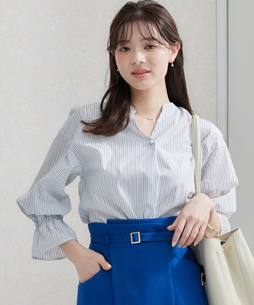 12Twelve Agenda ブラウス シャツ ラメストライプスキッパー