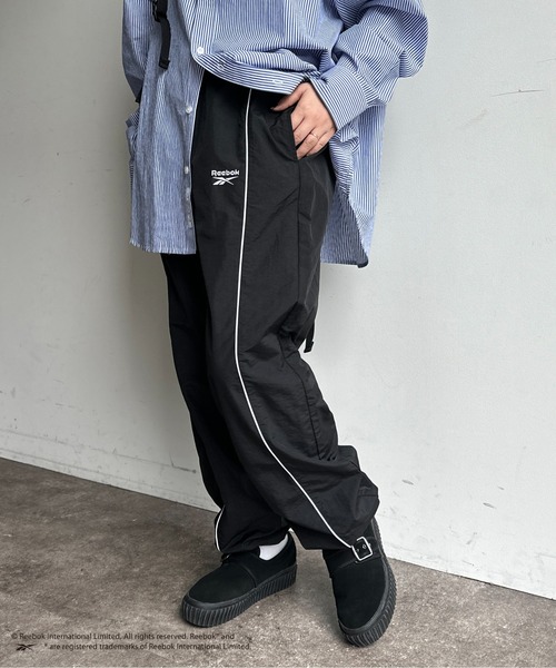 ★未使用★リーボック ナイロンパーカー パンツ Reebok/リーボック 別注 ロゴ刺繍 ドロスト ナイロンワイド