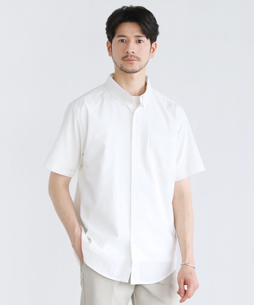 boohoo MAN★オーバーサイズ 半袖 クリンクル生地 ボタン シャツ ウールライクファブリック オーバーサイズS/Sシャツ MONO-MART