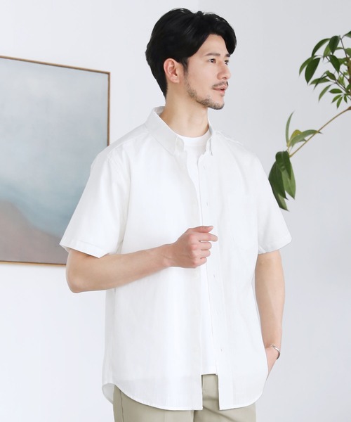 グルメジーンズ　ボタンダウン　コットン　半袖シャツ LIL VENDARS シャツ コットンスラブ半袖ボタンダウンシャツ