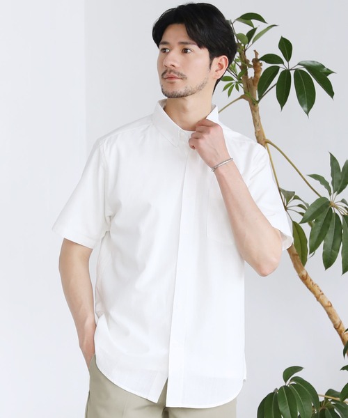 boohoo MAN★半袖 ウィーブ柄 ボタン留め シャツ ワイシャツ★白 boohoo MAN☆半袖 ウィーブ柄 ボタン留め シャツ ワイシャツ☆白