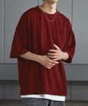 tシャツ 「2点セット」梨地サイドスリットビッ...の詳細画像1