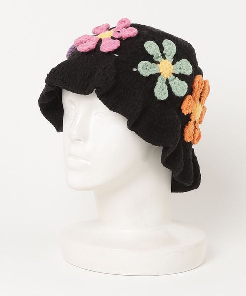 帽子 ハット 「HIKA」花モチーフニットHAT レディース メンズ