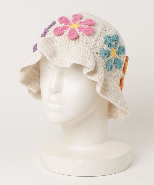 帽子 ハット 「HIKA」花モチーフニットHAT レディース メンズ